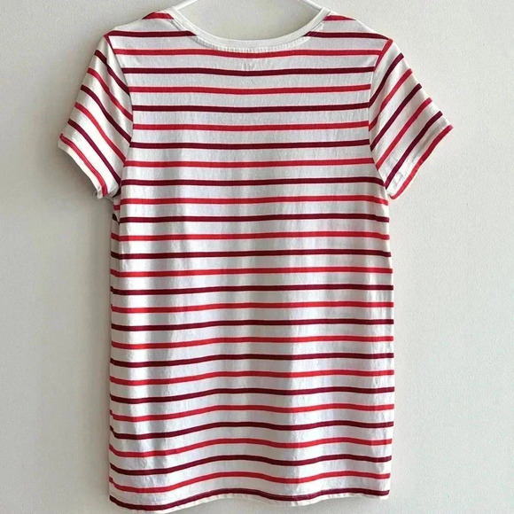 GAP Favorite T-Shirt, Women’s Red Maroon Striped Short Sleeve Shirt, Size Large - Picture 9 of 16
